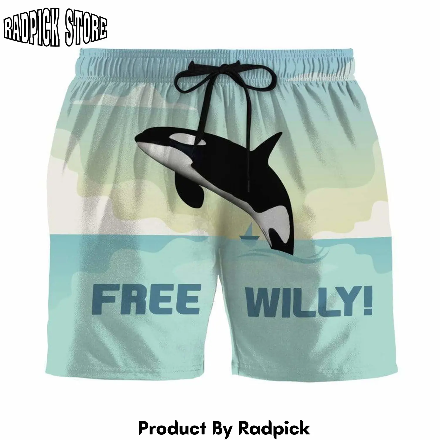Radpick 3d free willy custom beach shorts rp631520